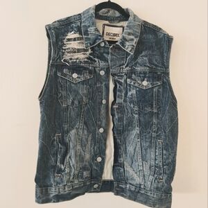 DECIBEL Blue Denim BIKER'S Vest for Men